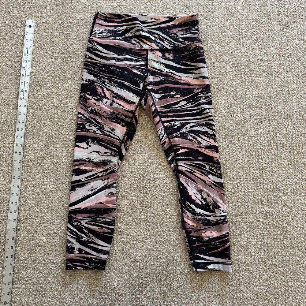 Lululemon Leggings Womens 10 Multicolor Tie Dye Crop Knit Yoga Stretch Slim
